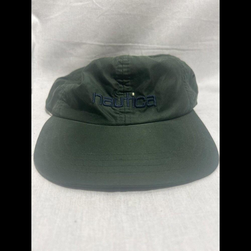 Vintage 1990s Nautica 5 Panel Forest Green Strapback Hat